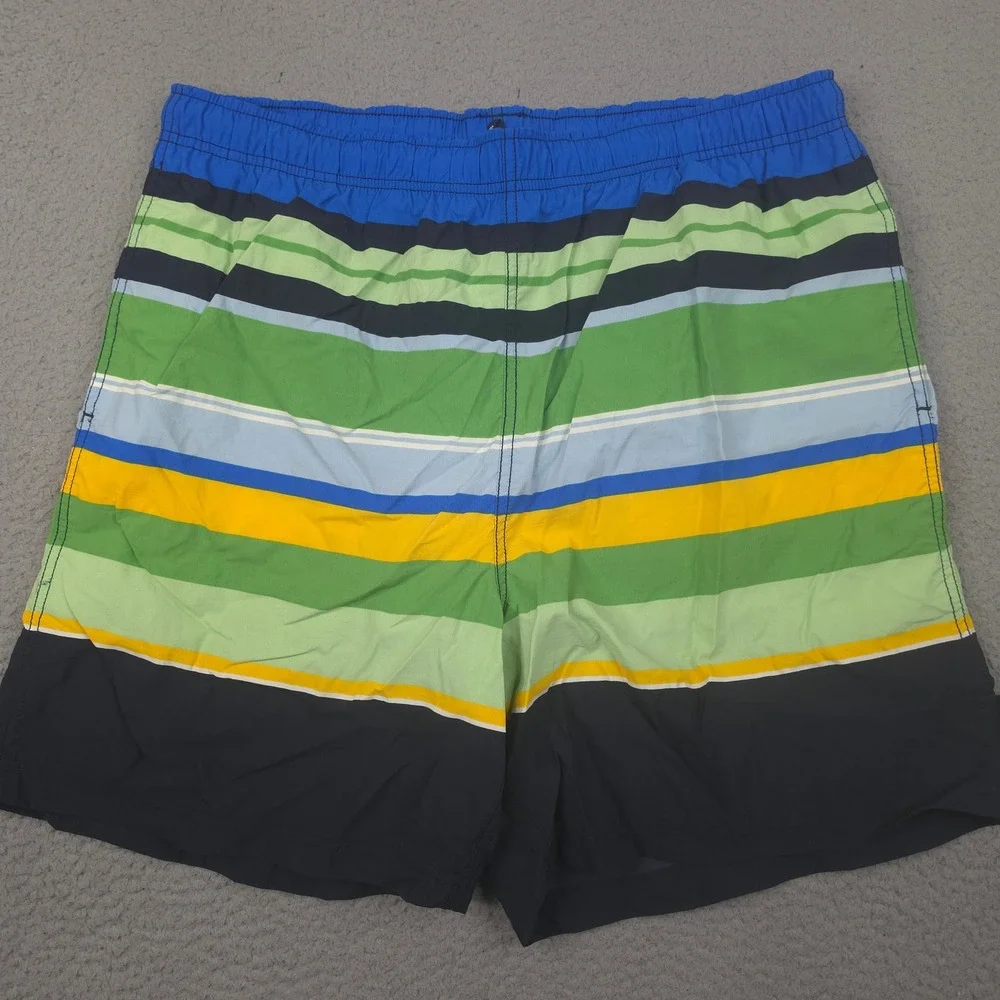 Vintage Nautica Swim Trunks Mens Large 34 Striped Blue Green Yellow Lined Shorts